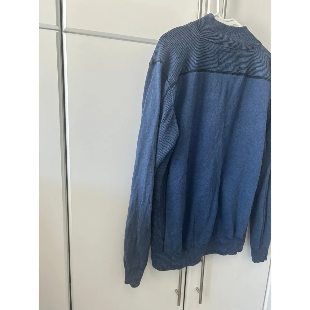 BKE Athletic Fit Mens Blue Quarter Zip Pullover Sweater Size Large Ribbed‎ Knit